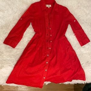 Anthropologie red cotton dress